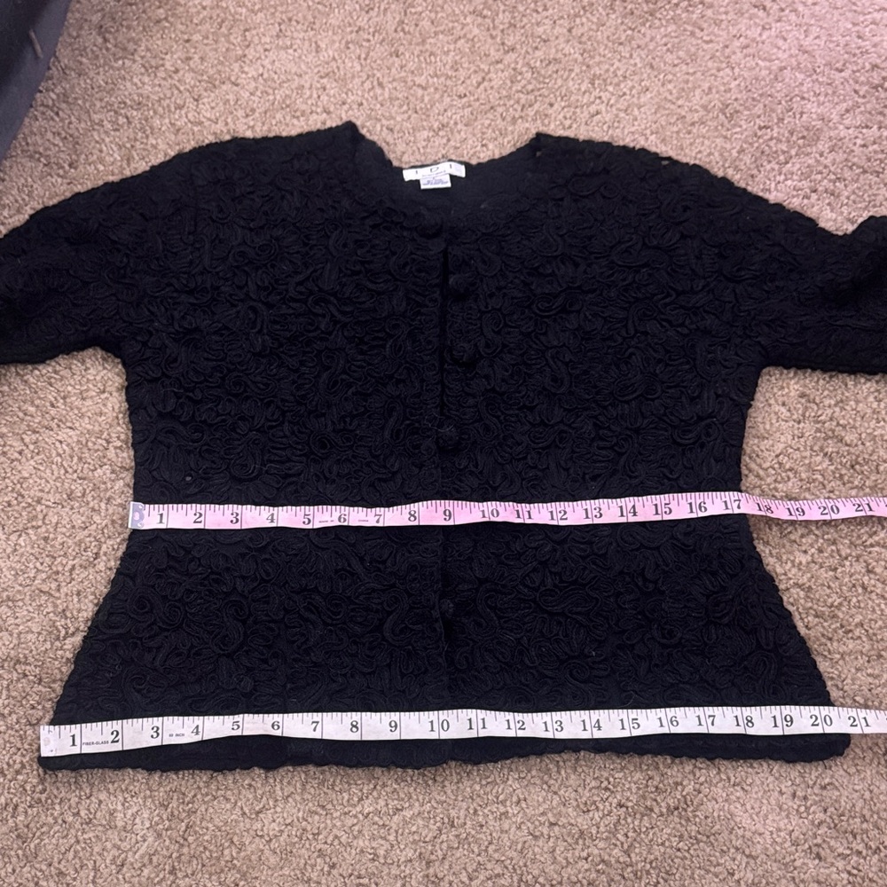 Vintage Floral Black Women's Button Up Cardigan - Picture 8 of 12